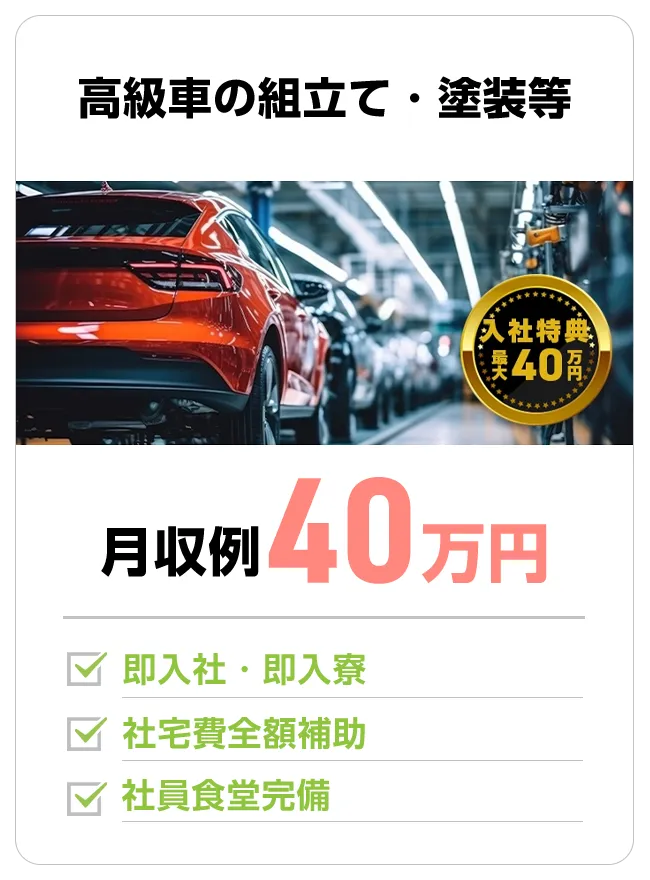 高級車の組立て・塗装等